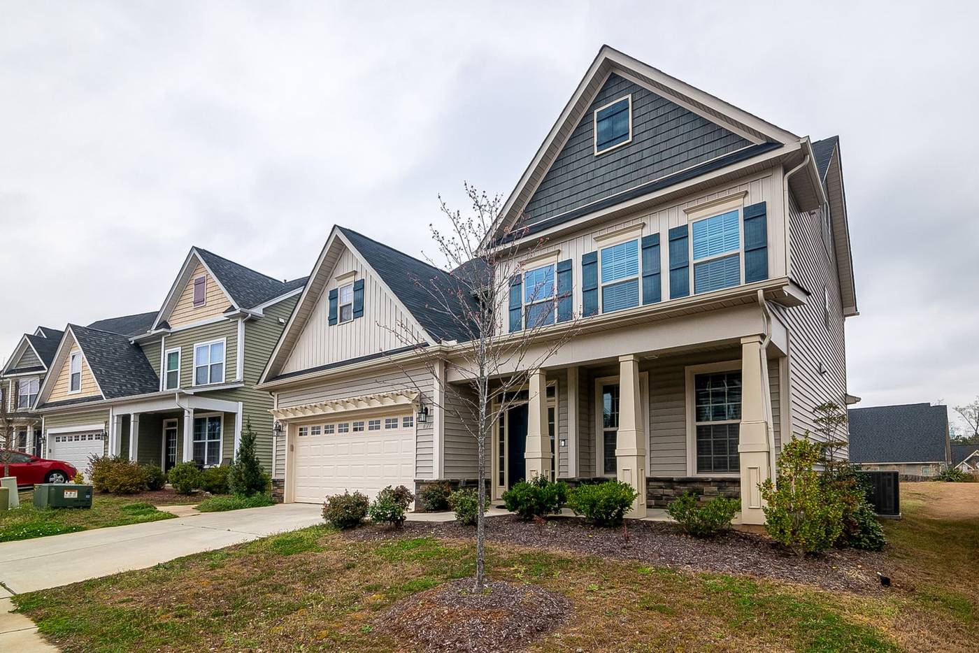 Row of new two-story suburban homes